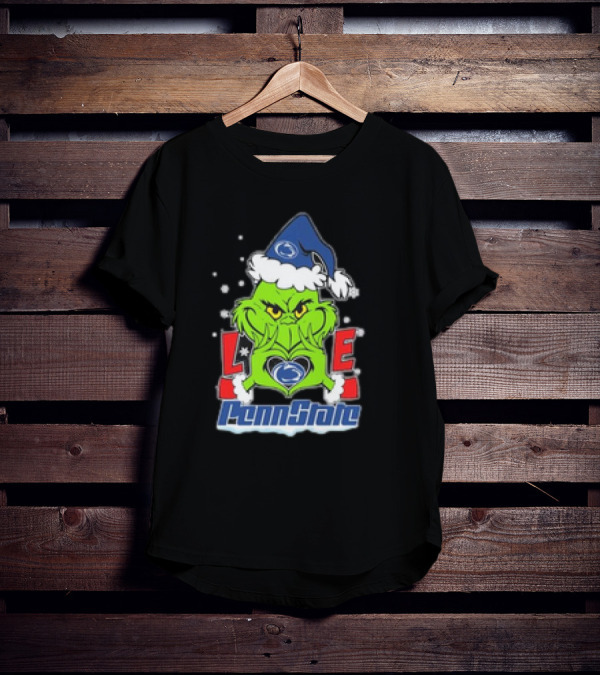 Grinch Hand Love Penn State Christmas Nittany Lions T-Shirt