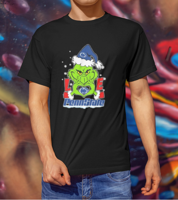 Grinch Hand Love Penn State Christmas Nittany Lions T-Shirt