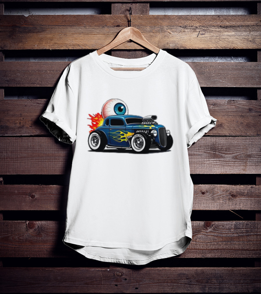 Le Hot Rod D’Eyeba11 Eye-Flame Car T-Shirt