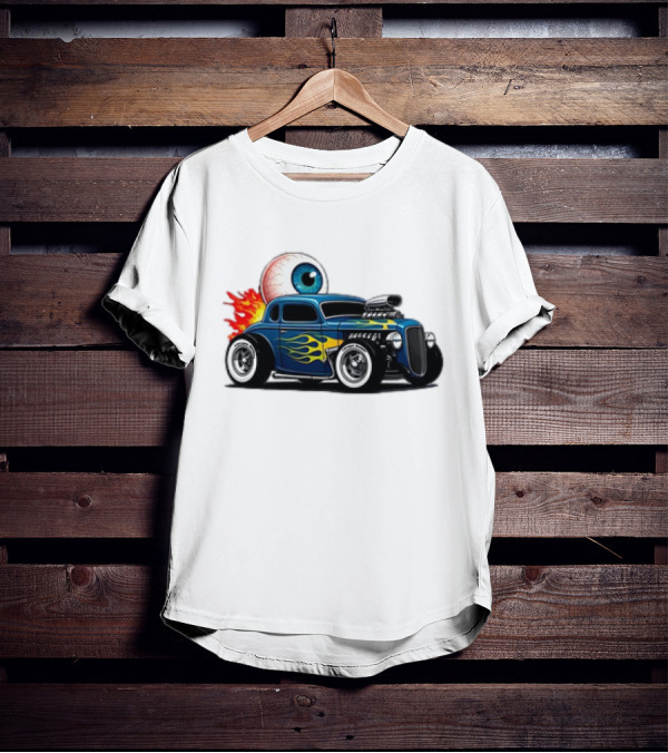 Le Hot Rod D’Eyeba11 Eye-Flame Car T-Shirt