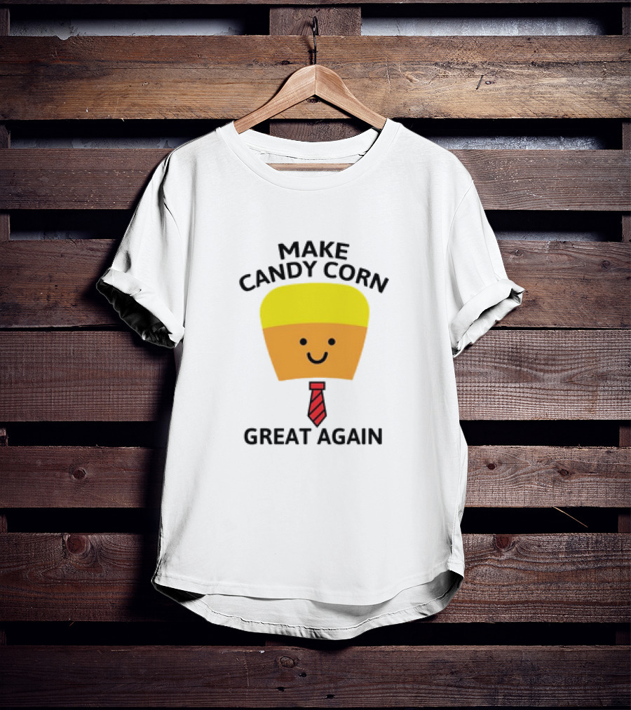 MAKE CANDY CORN GREAT AGAIN Candy Corn Face With Yellow Hair And Red Tie T-Shirt