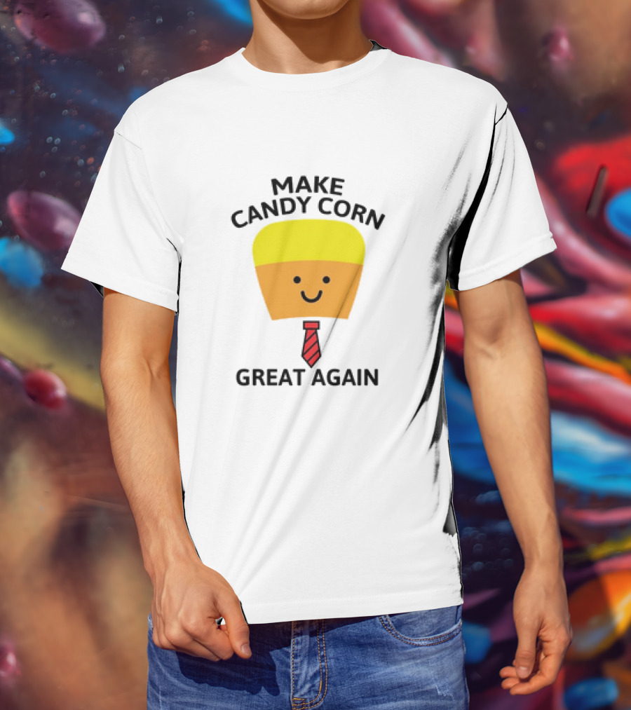 MAKE CANDY CORN GREAT AGAIN Candy Corn Face With Yellow Hair And Red Tie T-Shirt