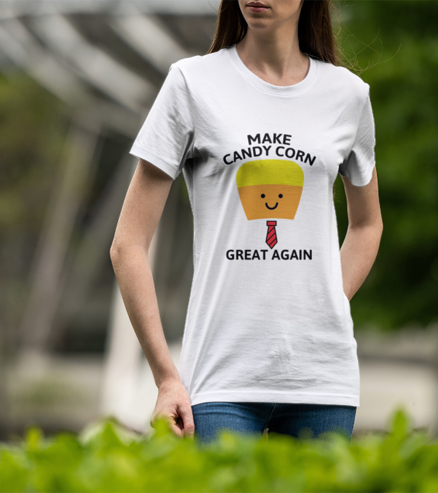 MAKE CANDY CORN GREAT AGAIN Candy Corn Face With Yellow Hair And Red Tie T-Shirt