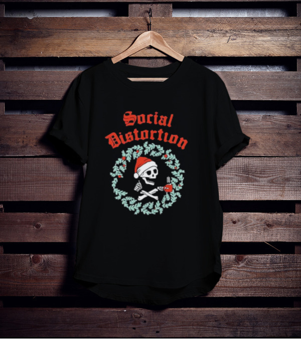 Social Distortion Skelly Wreath Santa Christmas Skeleton T-Shirt