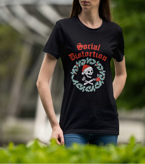 Social Distortion Skelly Wreath Santa Christmas Skeleton T-Shirt