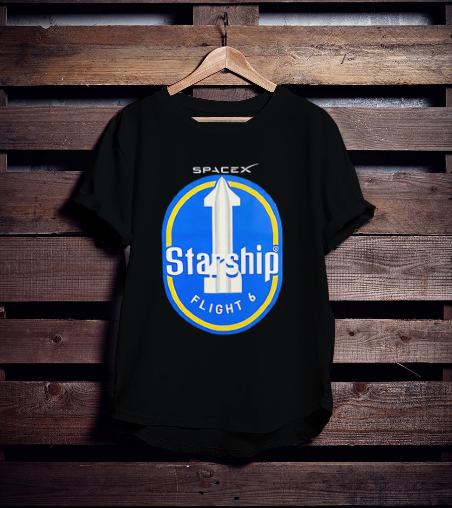 SpaceX Starship Flight 6 Emblem With Rocket T-Shirt