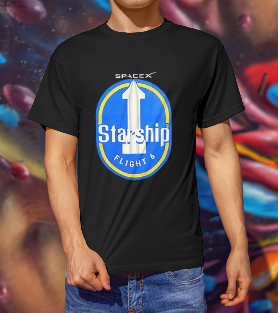 SpaceX Starship Flight 6 Emblem With Rocket T-Shirt