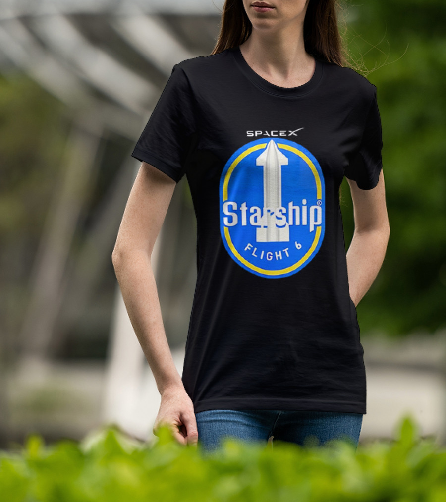 SpaceX Starship Flight 6 Emblem With Rocket T-Shirt