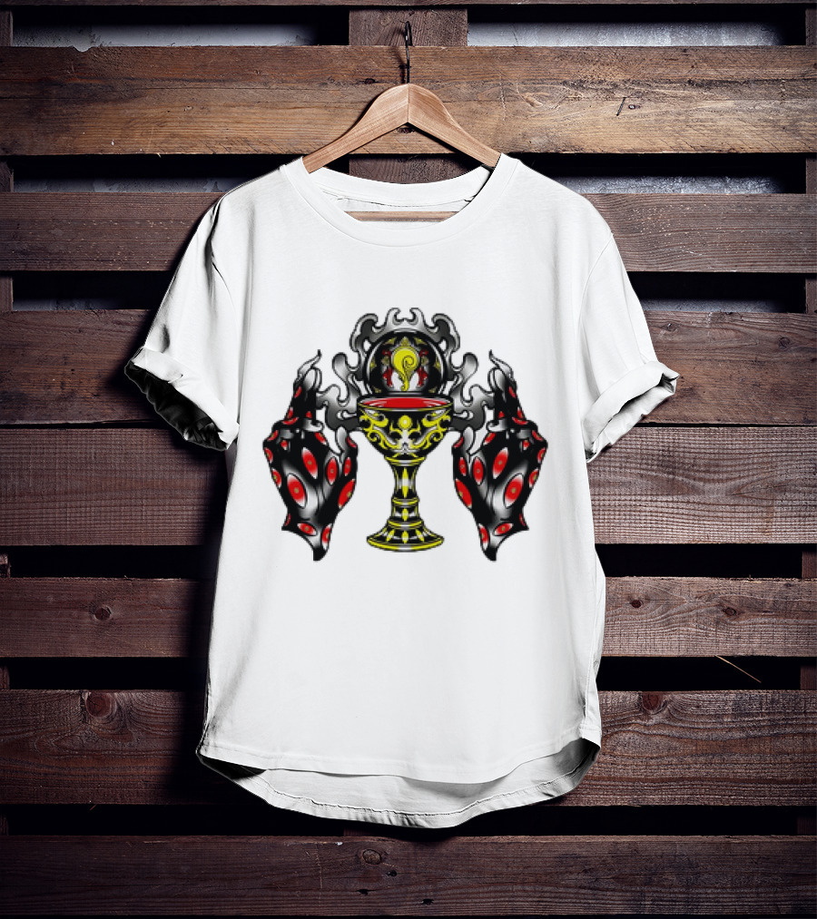 Chalice Hands Classic Red And Black Flame T-Shirt