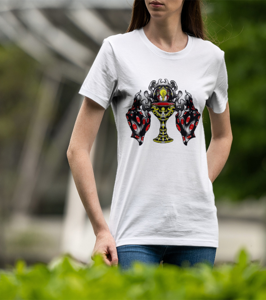 Chalice Hands Classic Red And Black Flame T-Shirt