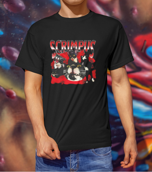 Scrimpus Cat Collage With Black And White Tuxedo Cats T-Shirt