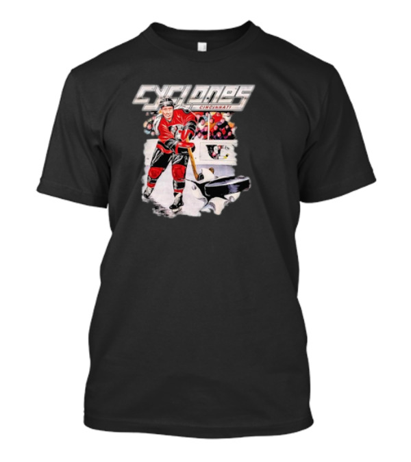 Cincinnati Cyclones Vintage Hockey Player Action Scene T-Shirt
