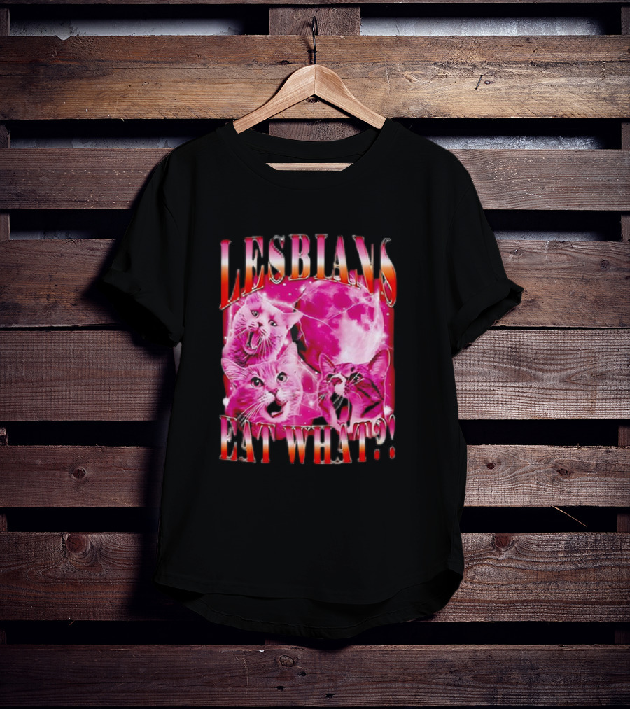 LESBIANS EAT WHAT CAT MOON TRIO VIBRANT PINK T-Shirt