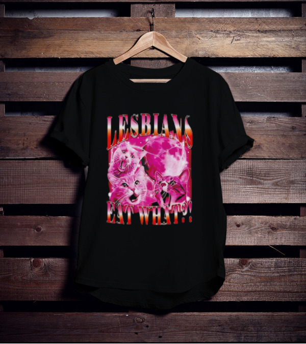 LESBIANS EAT WHAT CAT MOON TRIO VIBRANT PINK T-Shirt