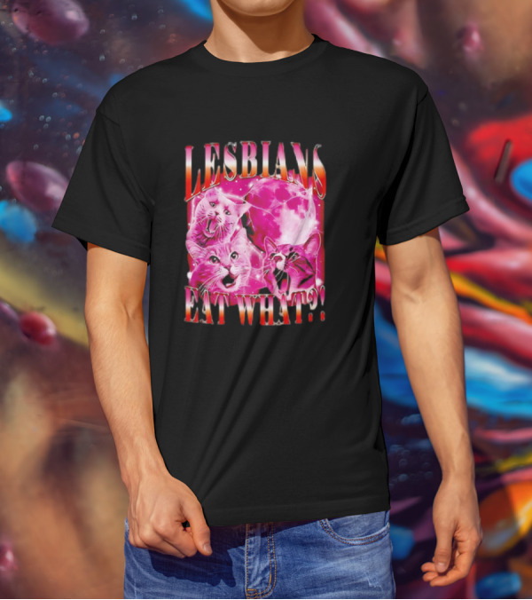 LESBIANS EAT WHAT CAT MOON TRIO VIBRANT PINK T-Shirt