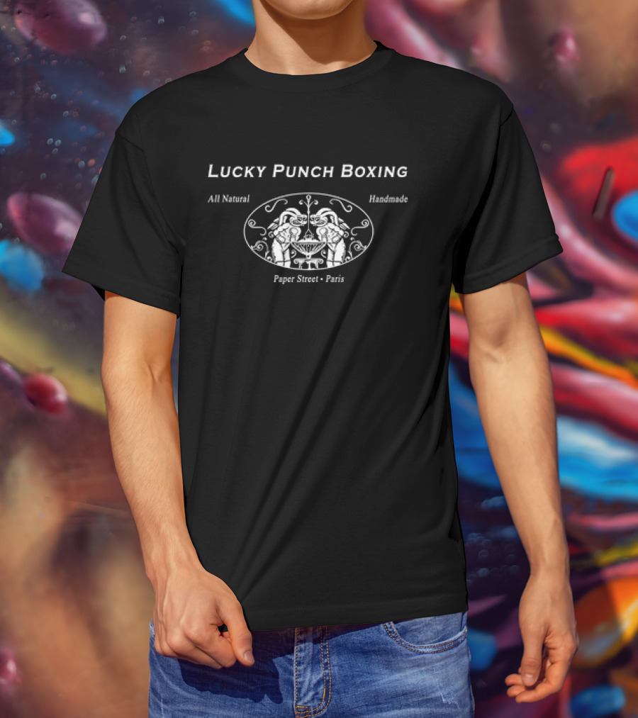 Lucky Punch Boxing All Natural Handmade Paper Street Paris T-Shirt