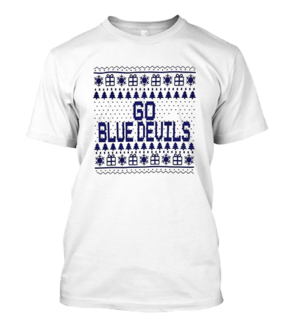 Go Blue Devils Christmas Trees And Snowflakes T-Shirt