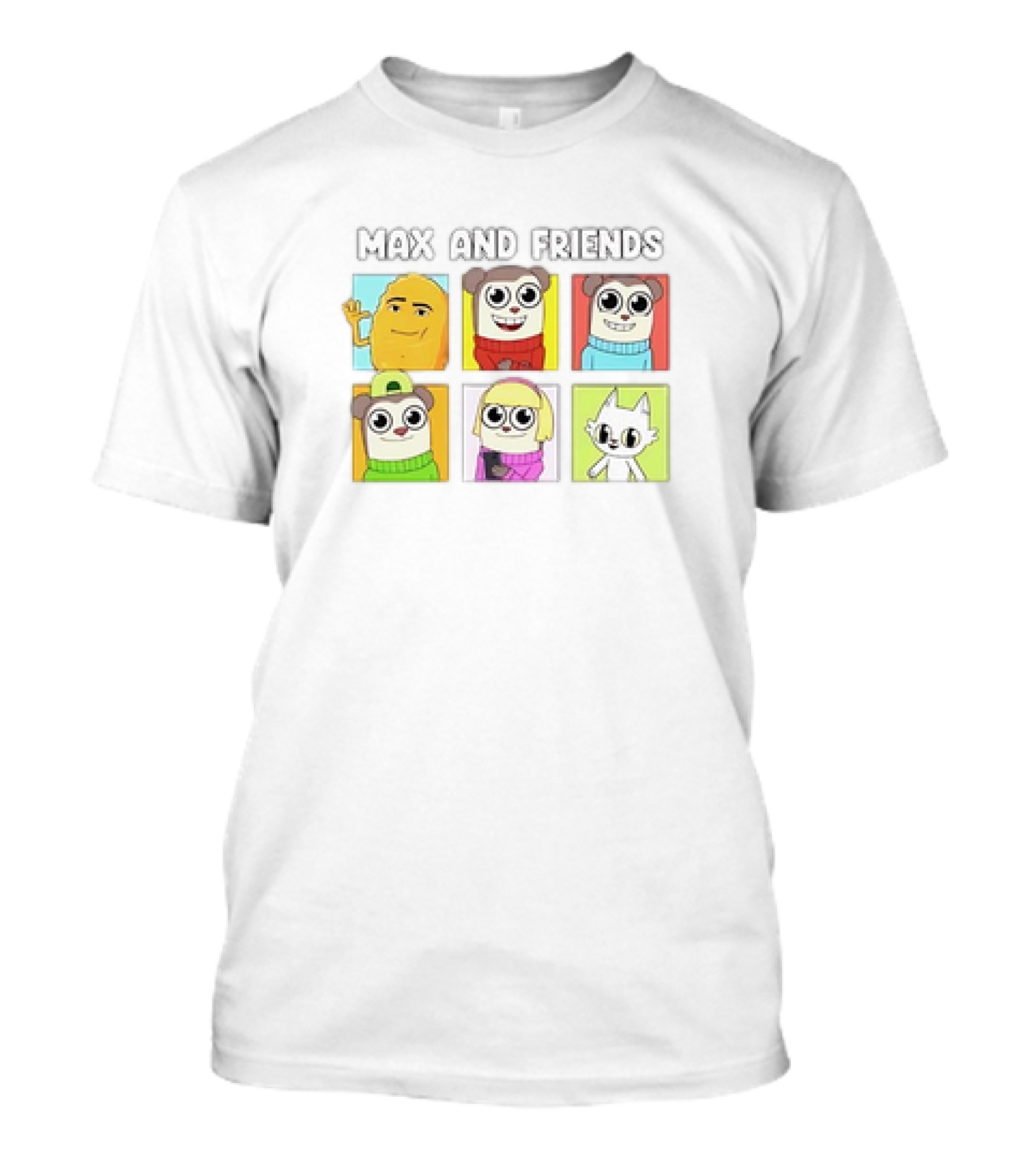 MAX AND FRIENDS YELLOW BLUE RED GREEN PURPLE CHARACTERS T-Shirt