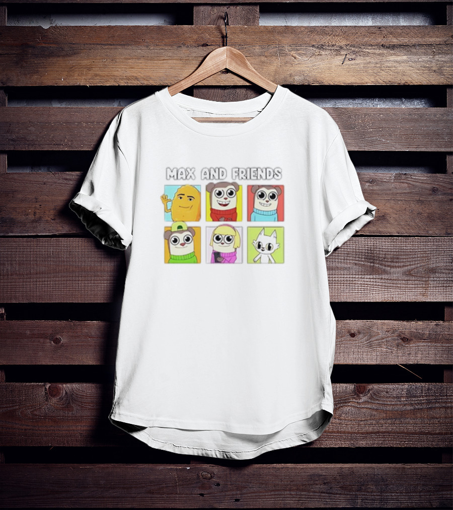 MAX AND FRIENDS YELLOW BLUE RED GREEN PURPLE CHARACTERS T-Shirt