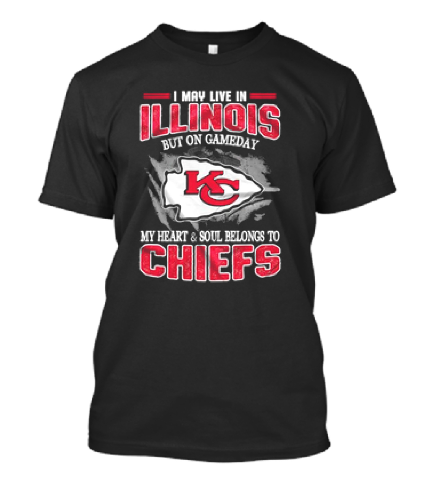 Illinois Gameday Heart And Soul Belongs To Kansas City Chiefs T-Shirt