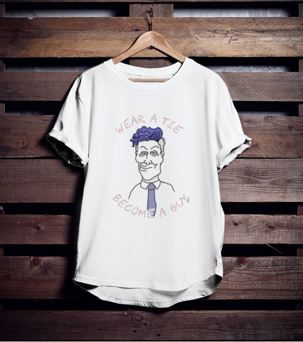 Wear A Tie Become A Guy Cartoon Character With Blue Hair And Necktie T-Shirt