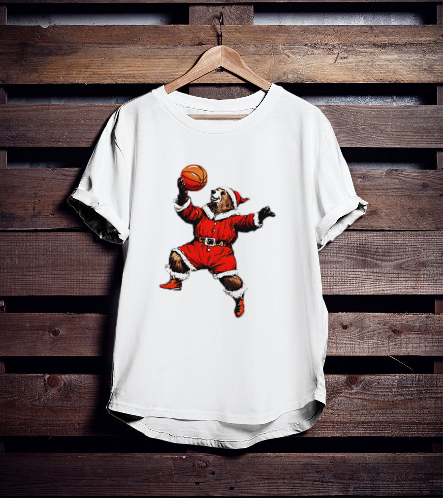 Santa Bear Basketball Holiday T-Shirt