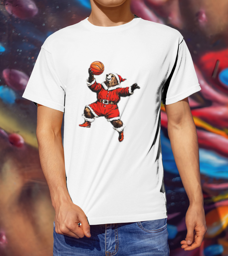 Santa Bear Basketball Holiday T-Shirt
