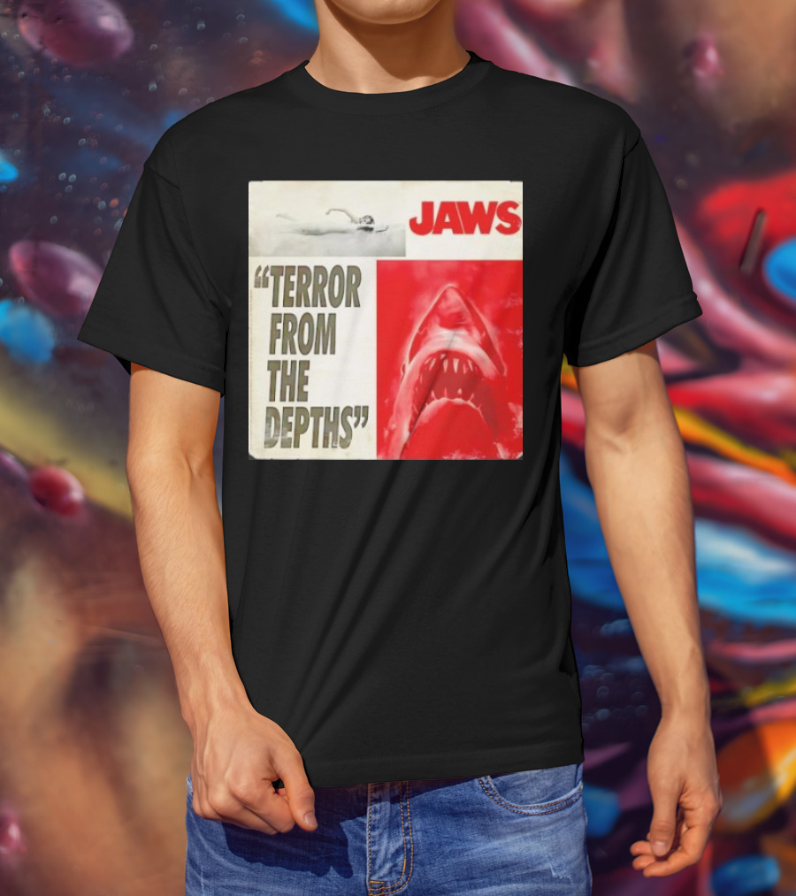 Jaws Terror From The Depths Retro Classic Movie Iconic Shark Attack Scene T-Shirt