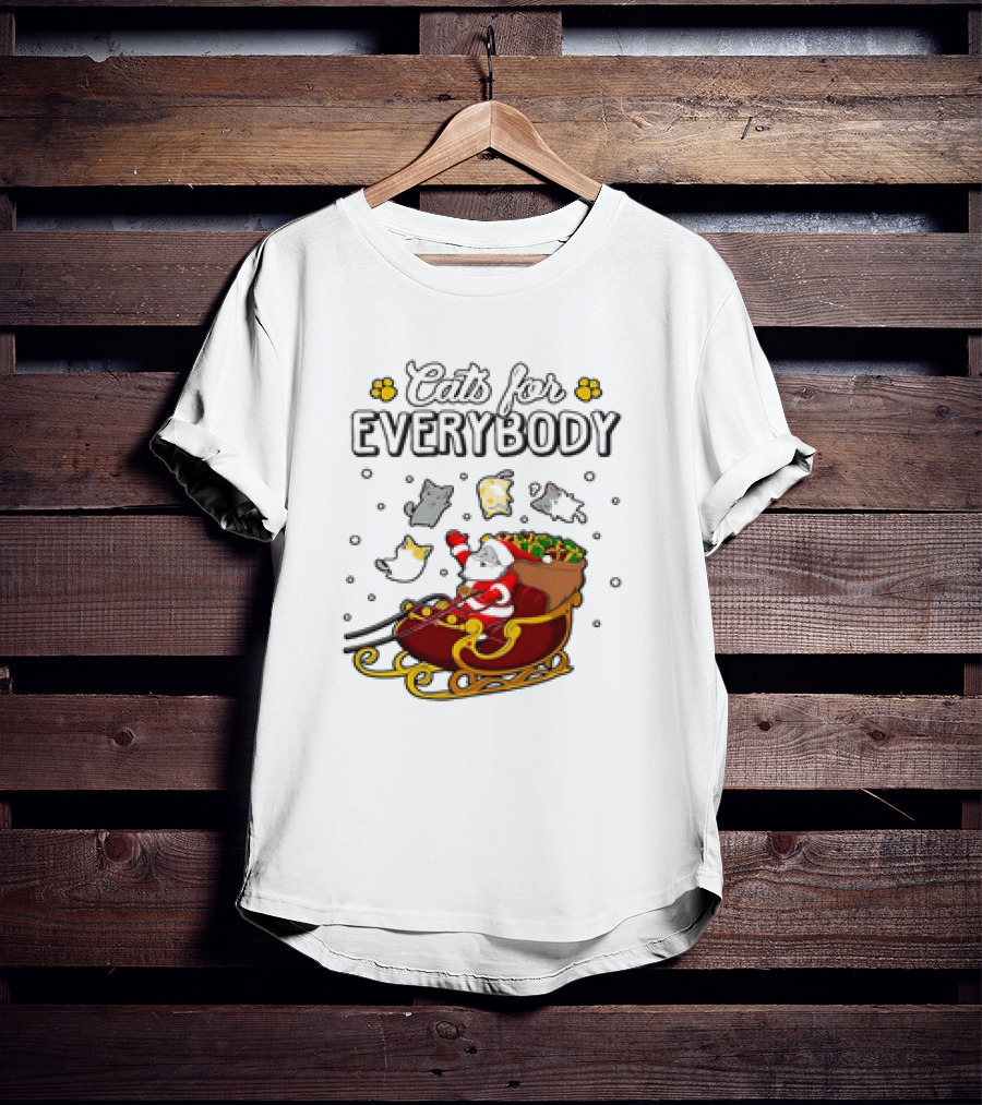 Cats For Everybody Santa Sleigh With Christmas Cats Merry Xmas T-Shirt
