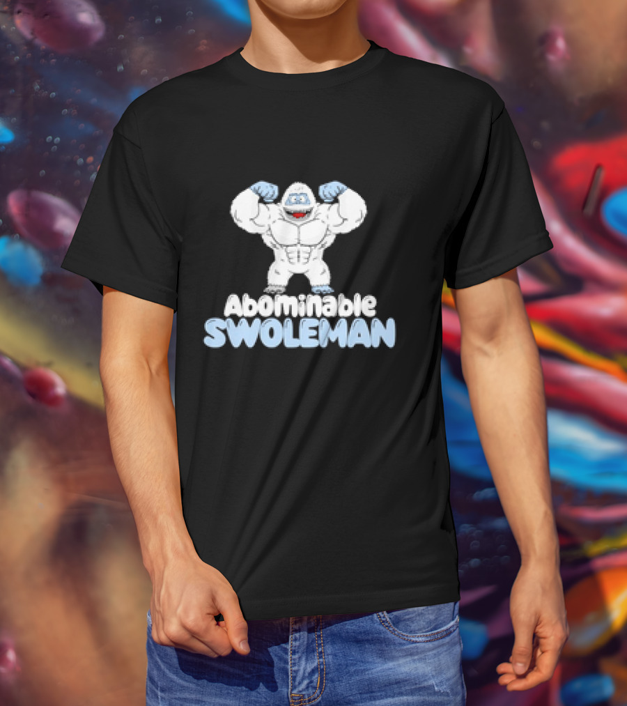 Abominable Swoleman Flexing Cartoon Yeti Meme T-Shirt