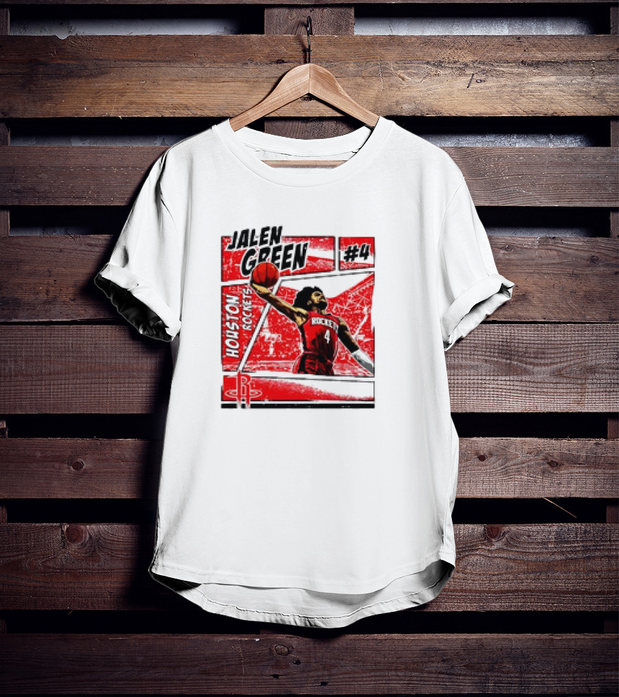 Jalen Green Houston Rockets #4 Comic Style Basketball T-Shirt