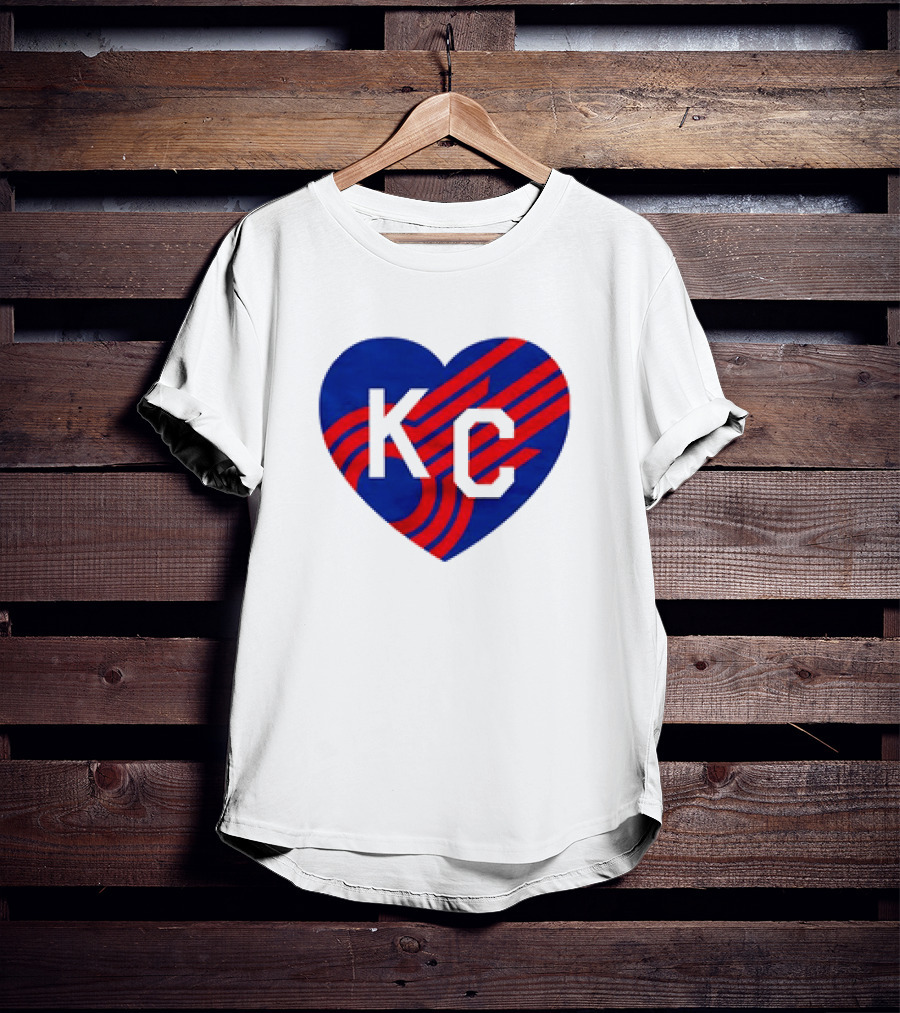 KC Comets Blue Red Striped Heart Love T-Shirt