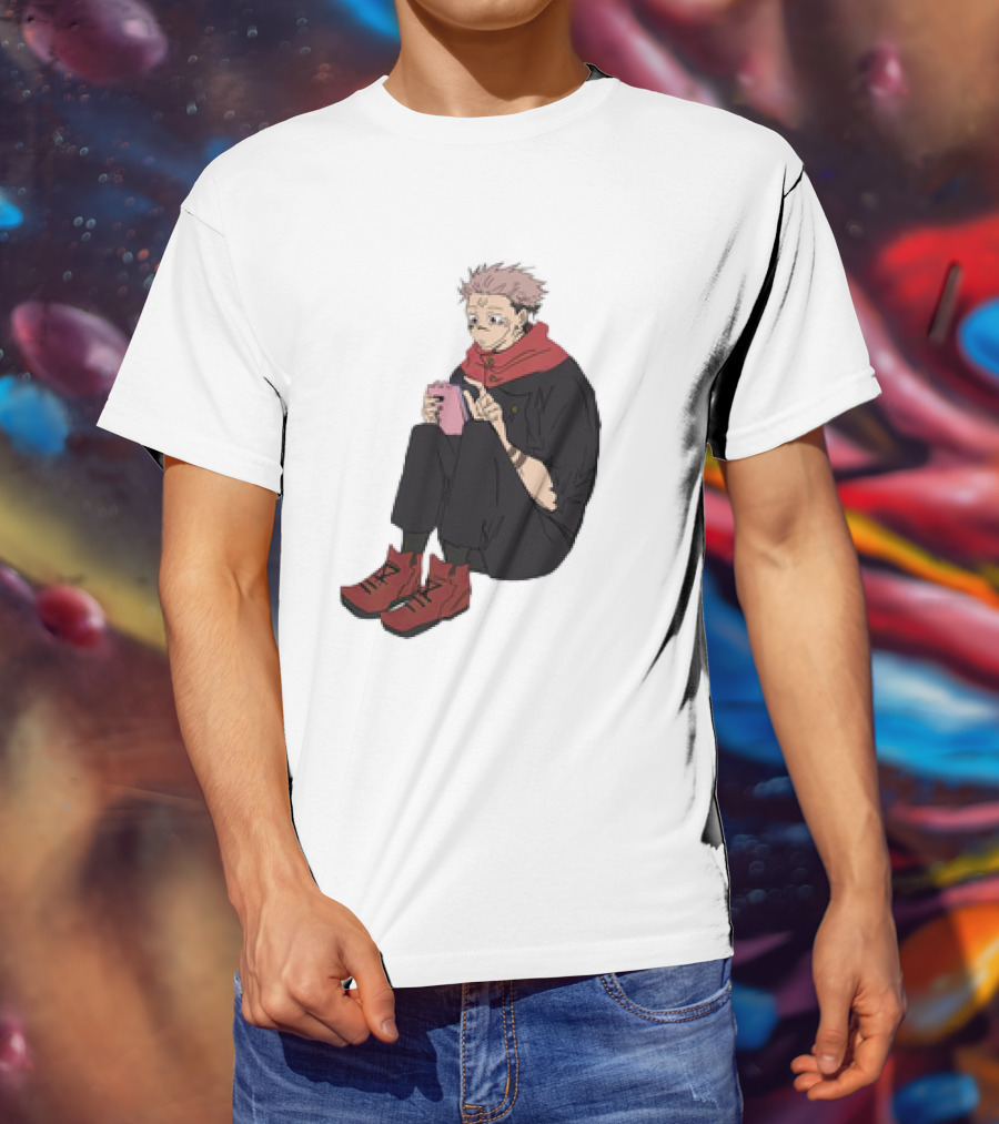 Yuji Itadori Mode Ryomen Sukuna Playing With Phone Jujutsu Kaisen Anime T-Shirt