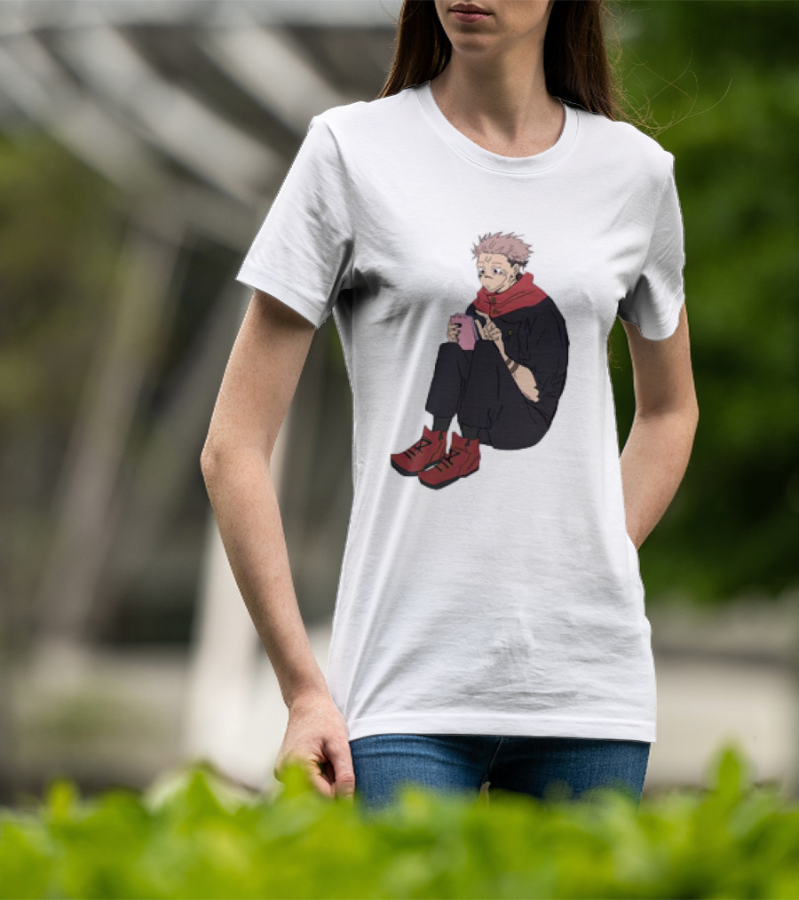 Yuji Itadori Mode Ryomen Sukuna Playing With Phone Jujutsu Kaisen Anime T-Shirt