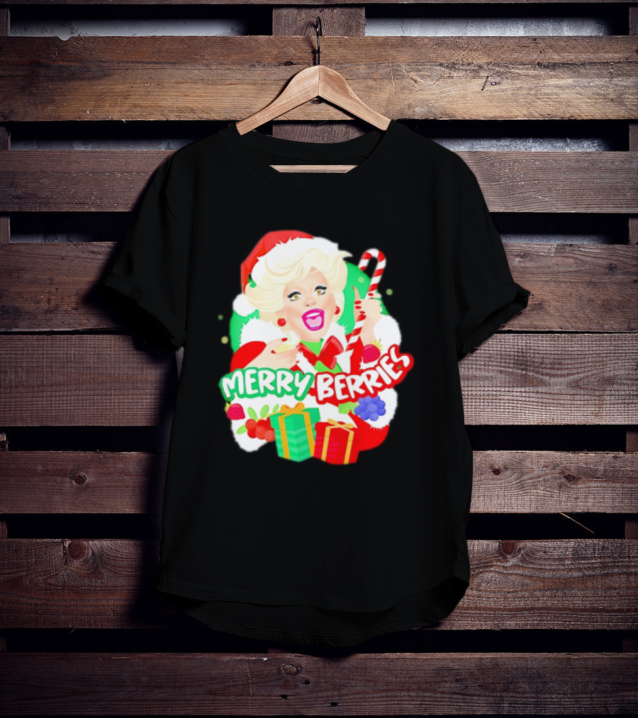 Merry Berries Christmas Santa Hat Candy Cane Gifts T-Shirt