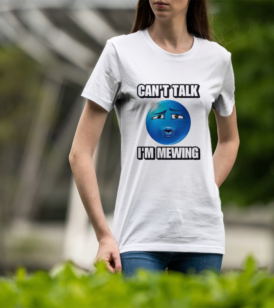 Can't Talk Blue Emoji Mewing Meme T-Shirt
