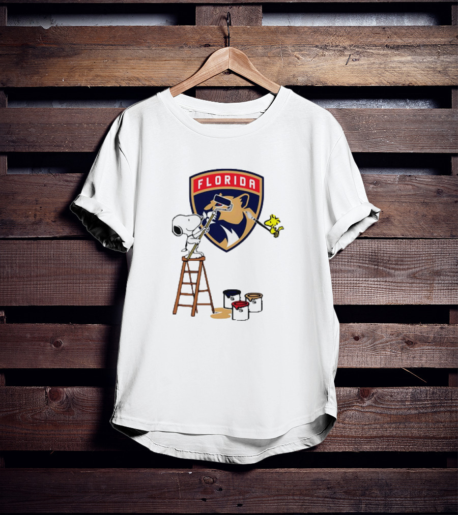 Snoopy And Woodstock Painting Florida Panthers T-Shirt