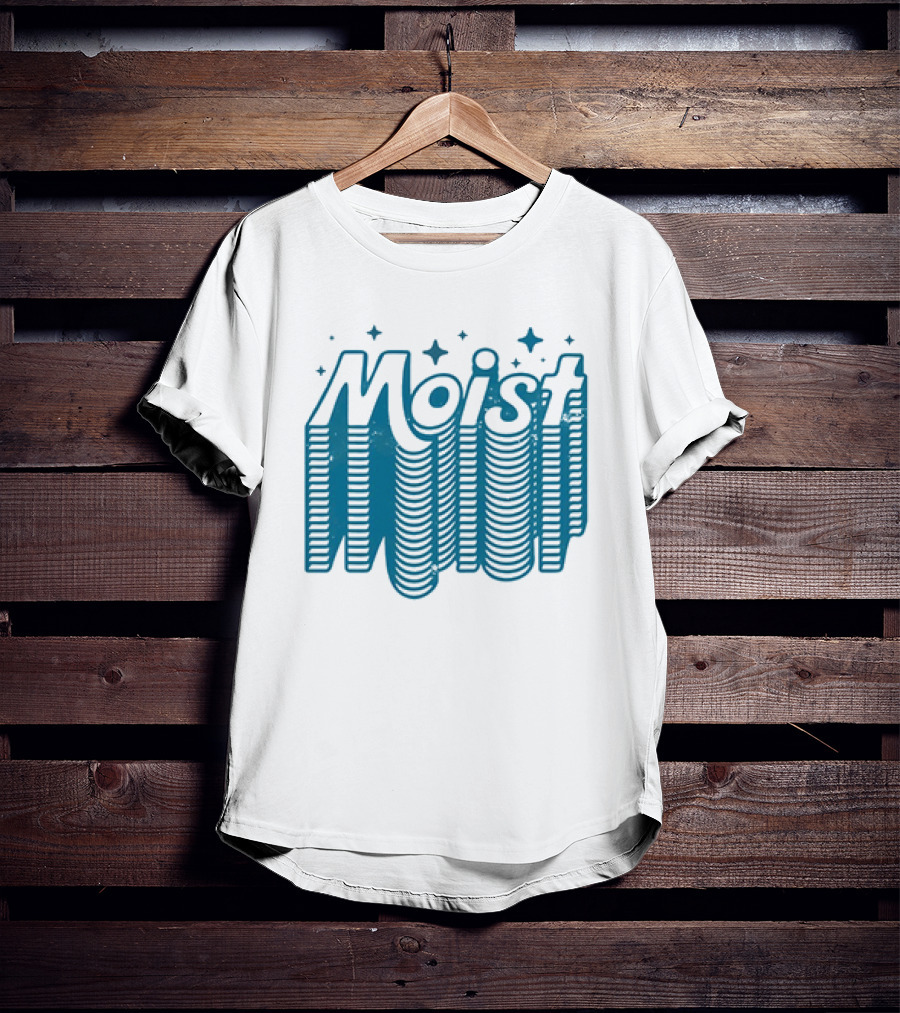 Moist 3D Text With Stars V2 T-Shirt