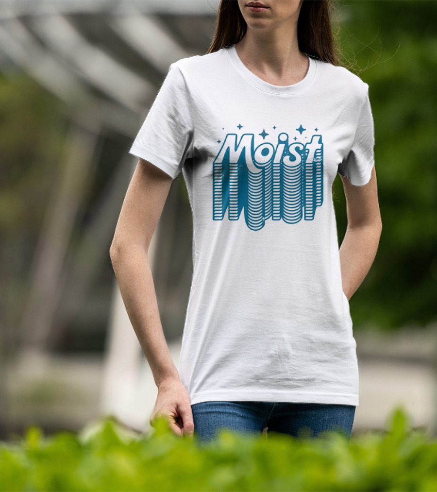 Moist 3D Text With Stars V2 T-Shirt