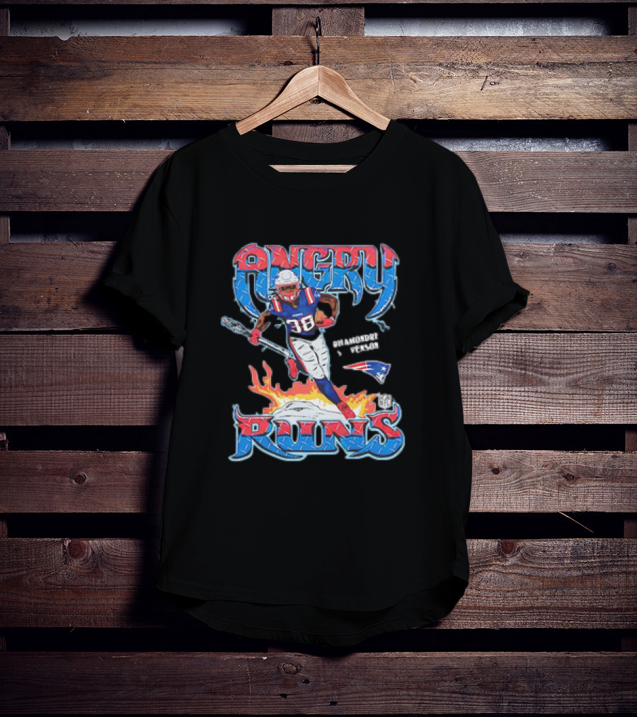 Angry Runs Rhamondre Stevenson New England Patriots NFL T-Shirt