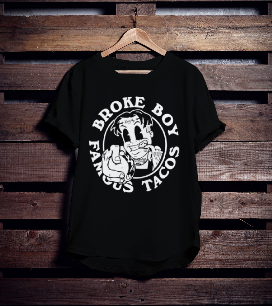 Broke Boy Famous Tacos Comic Character Hand Gesture T-Shirt