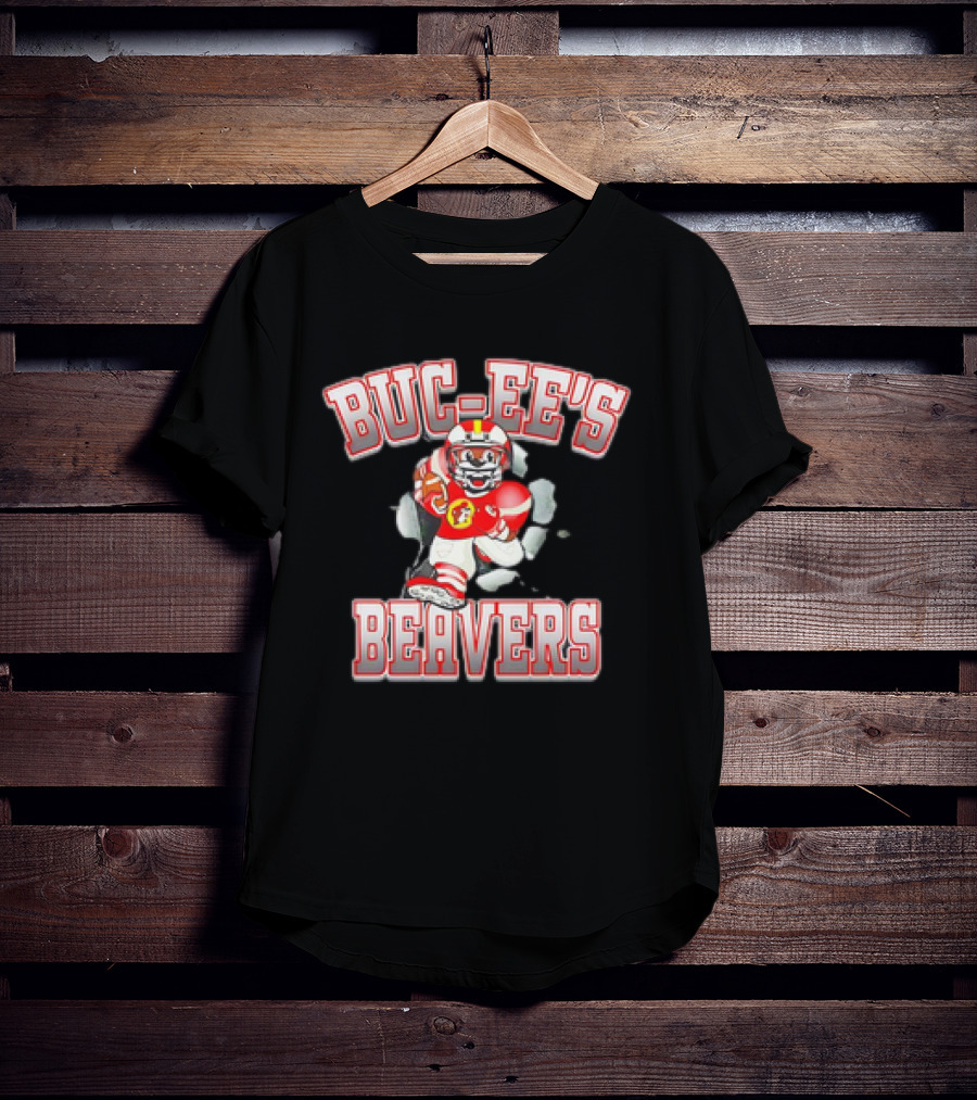 Buc-Ee’s Beavers Football Mascot Running With Ball T-Shirt