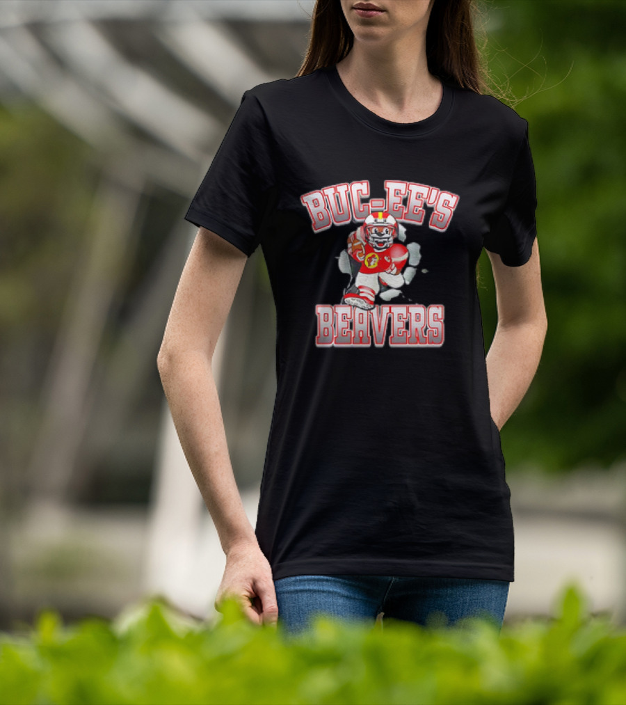 Buc-Ee’s Beavers Football Mascot Running With Ball T-Shirt
