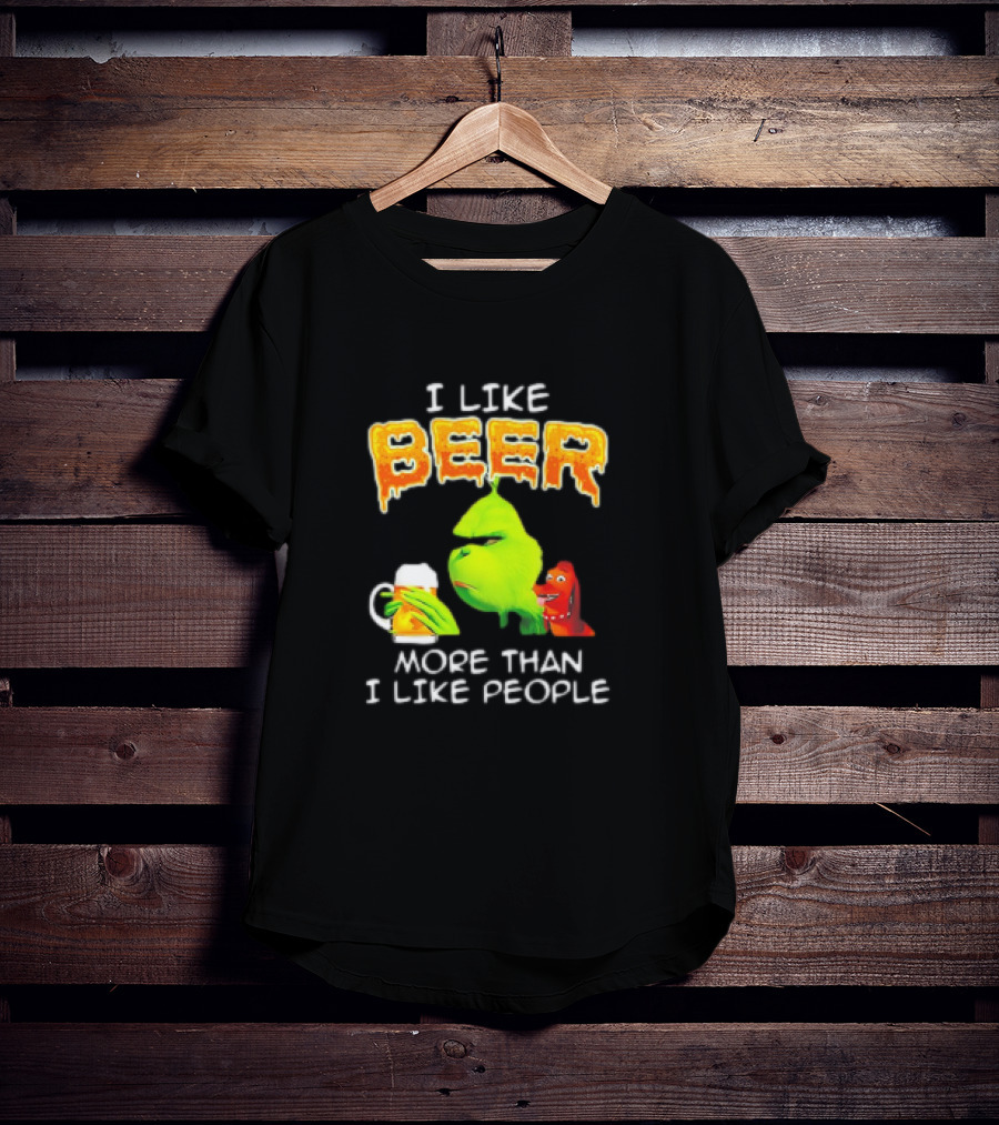 Grinch I Like Beer More Than I Like People With Dog Iconic T-Shirt