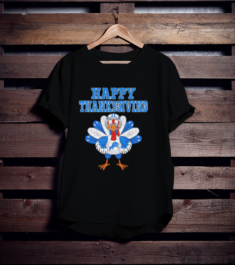 Happy Thanksgiving Detroit Lions Turkey Football Fan T-Shirt