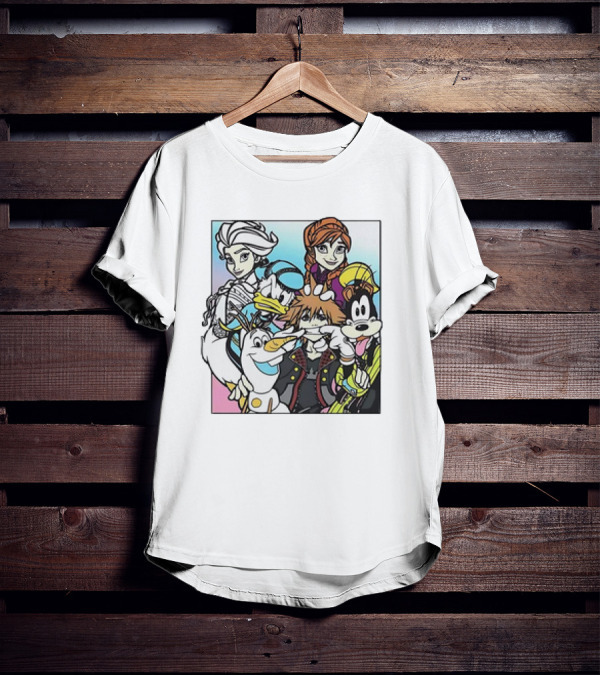 Disney Kingdom Hearts Frozen Characters Crossover T-Shirt