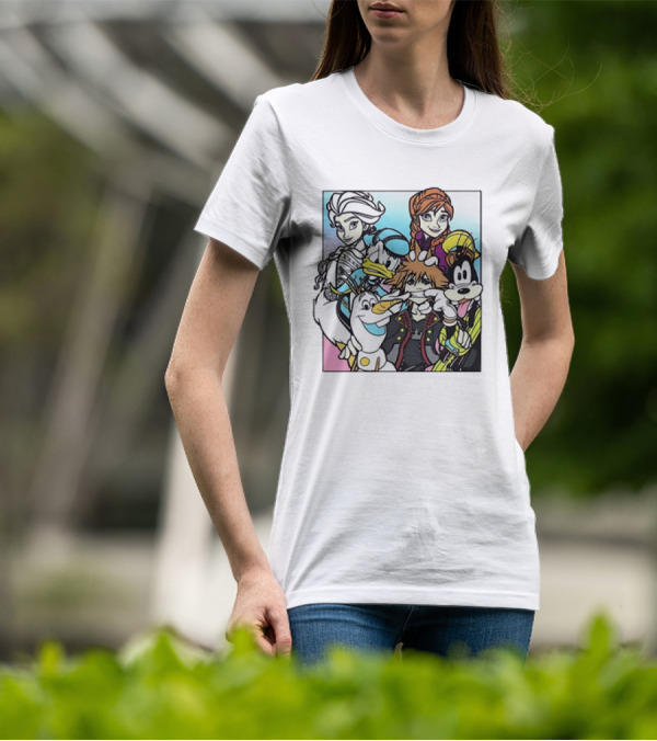 Disney Kingdom Hearts Frozen Characters Crossover T-Shirt