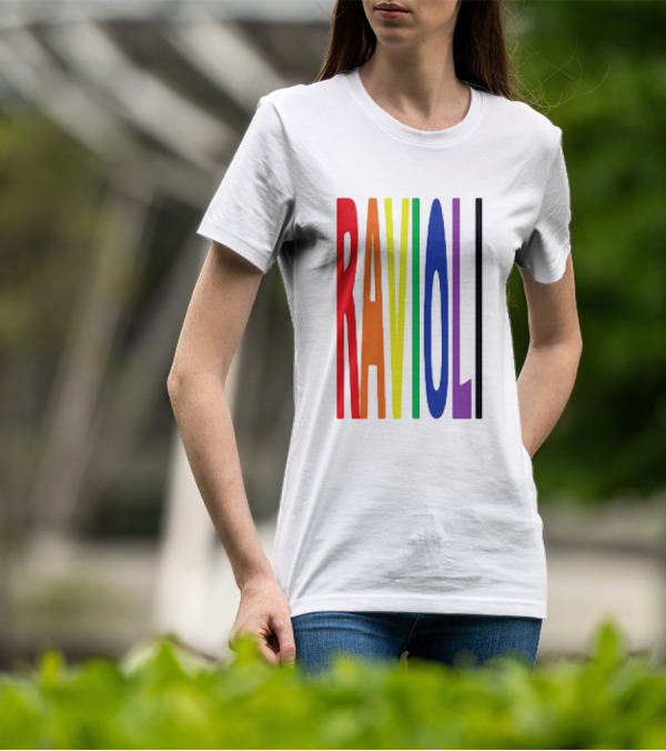Ravioli Rainbow Colorful Block Letters T-Shirt