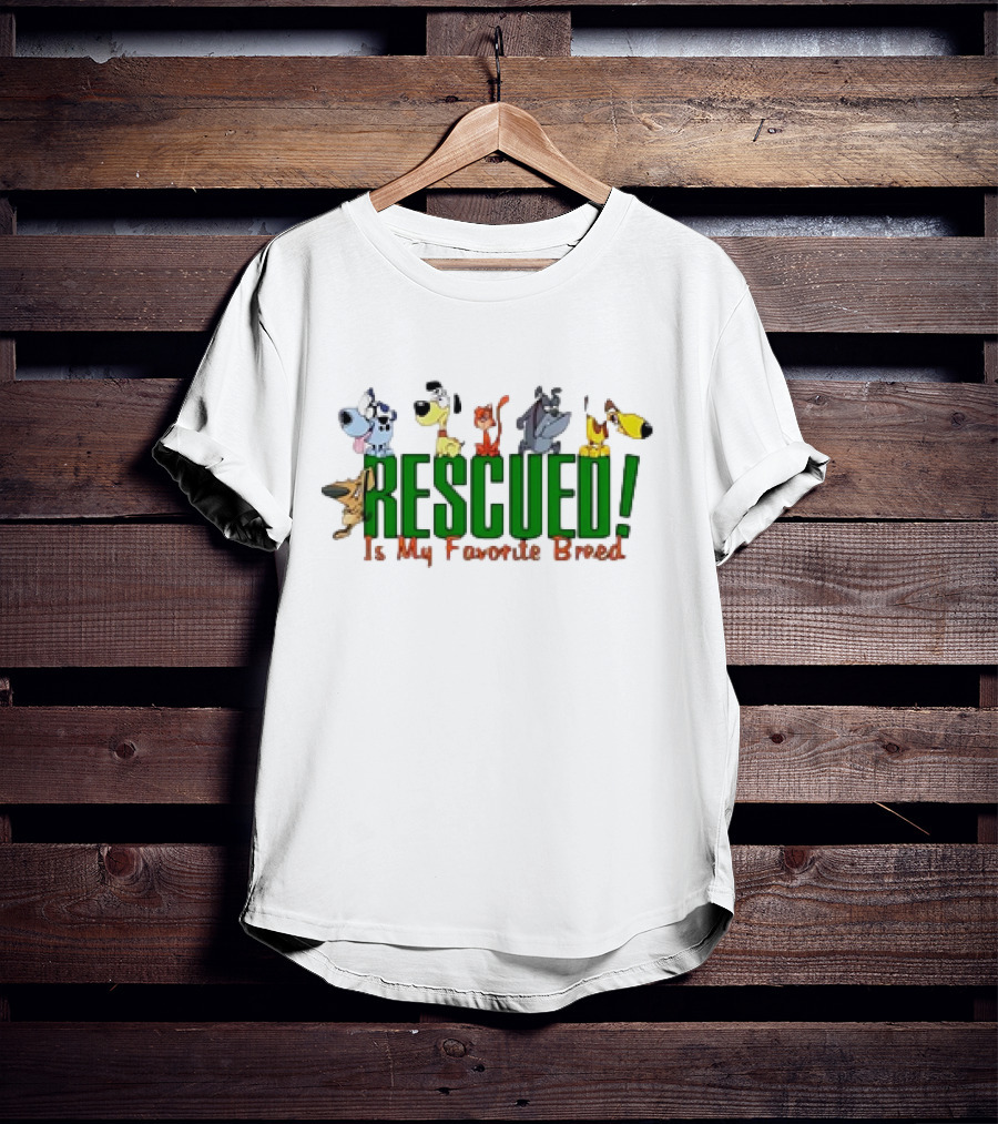 Rescued Is My Favorite Breed Cartoon Dogs Together T-Shirt