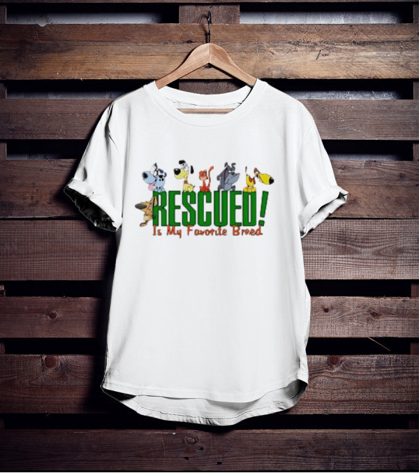 Rescued Is My Favorite Breed Cartoon Dogs Together T-Shirt